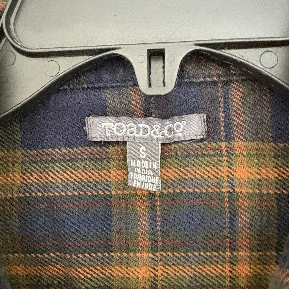 Toad & Co Shirt Mens Earle Blue Multi‎ Flannel Plaid Button Up Pockets Small